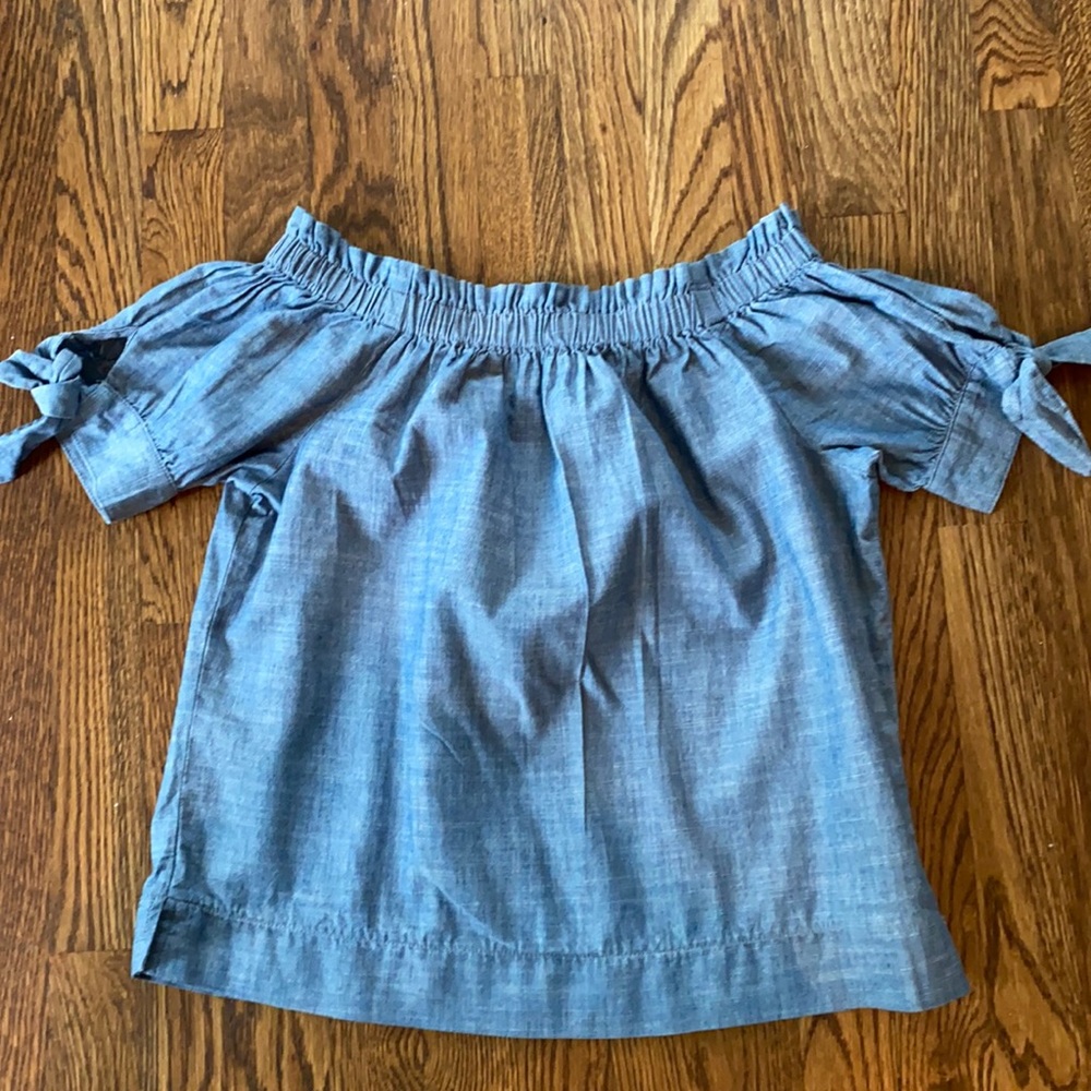 J Crew Chambray Off Shoulder Shirt